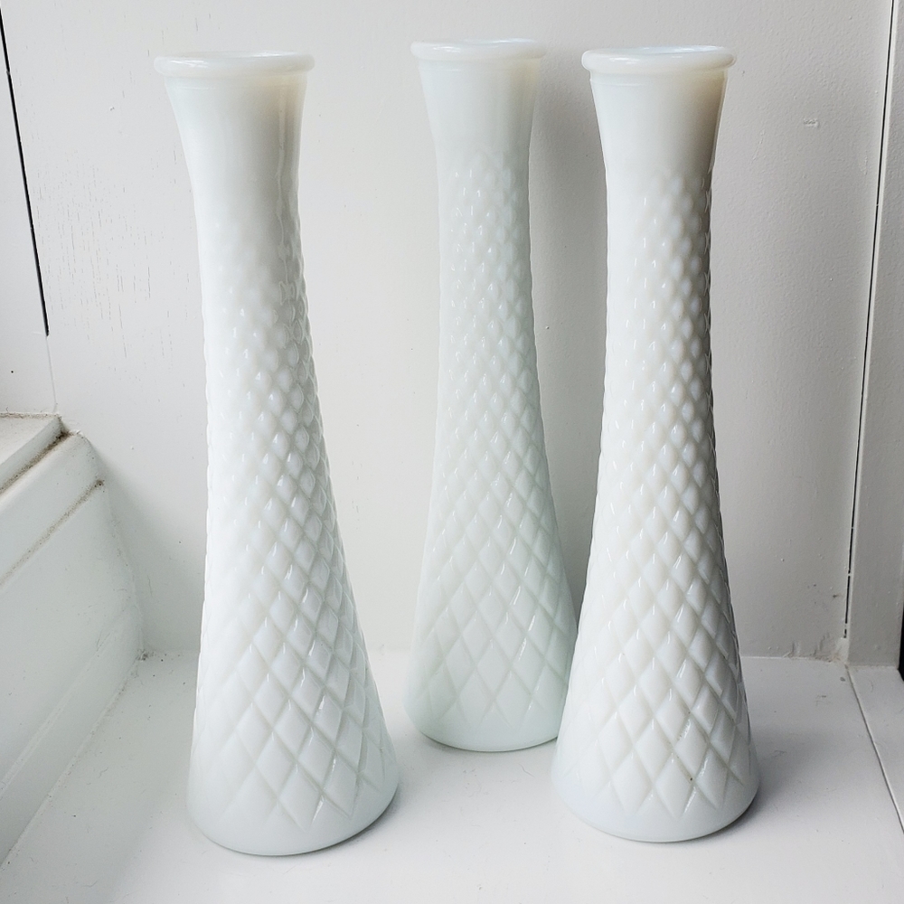 Vintage Milk Glass Bud/Flower Vases Set of 3